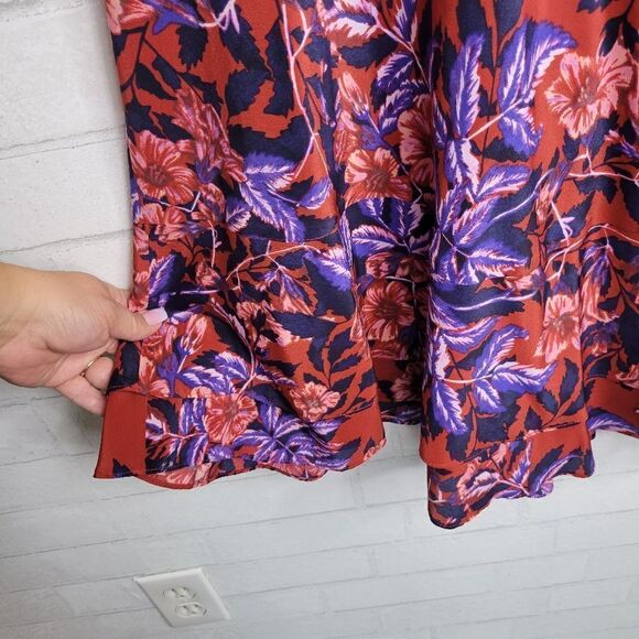 Rebecca Taylor Red Blue Floral Silk Dress - Picture 6 of 7